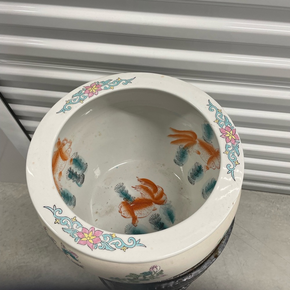 Mid 20th Century Asian Ceramic Fish Bowl Planter